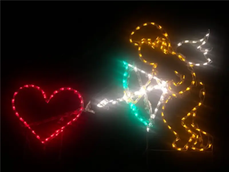 Animated Cupid with Bow Shooting Arrow Through Heart - Wireframes Displays and Yard Art