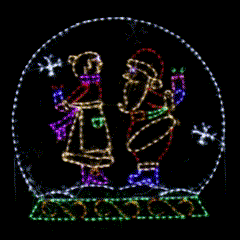 Animated Winter Snow Globe with Santa and Mrs. Claus - Wireframes Displays and Yard Art