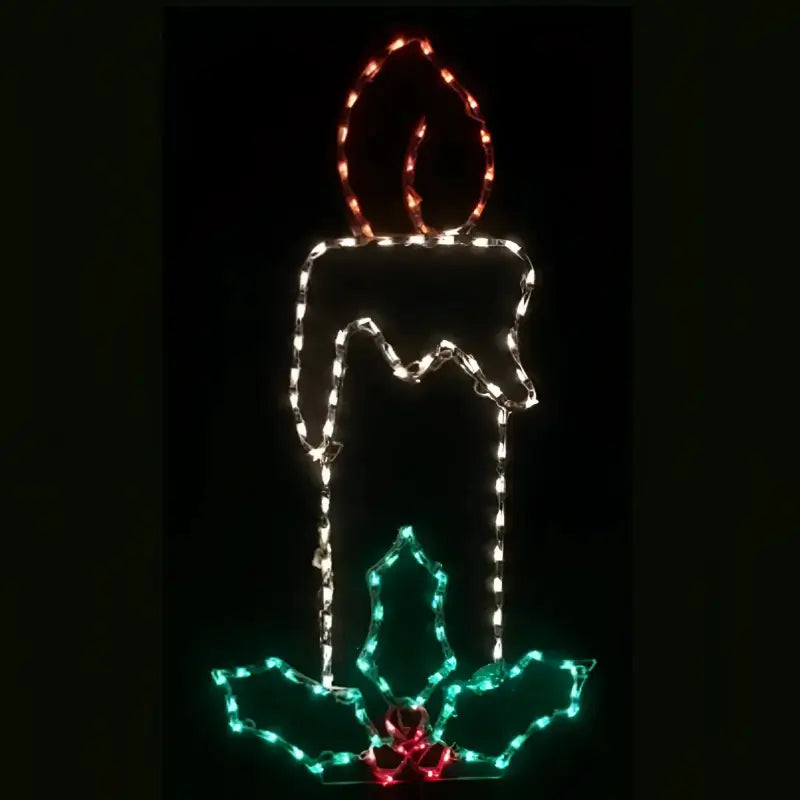 Christmas Candle with Holly - Wireframes Displays and Yard Art