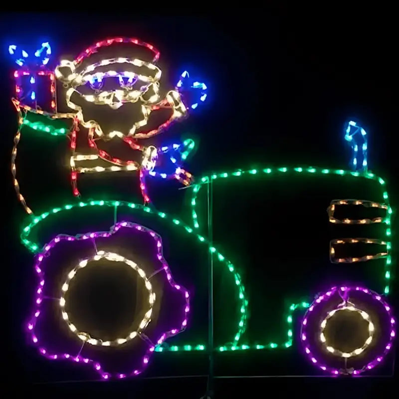 Santa Driving a Tractor - Wireframes Displays and Yard Art