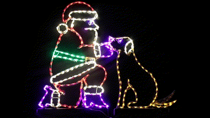 Santa Petting Animated Dog - Wireframes Displays and Yard Art