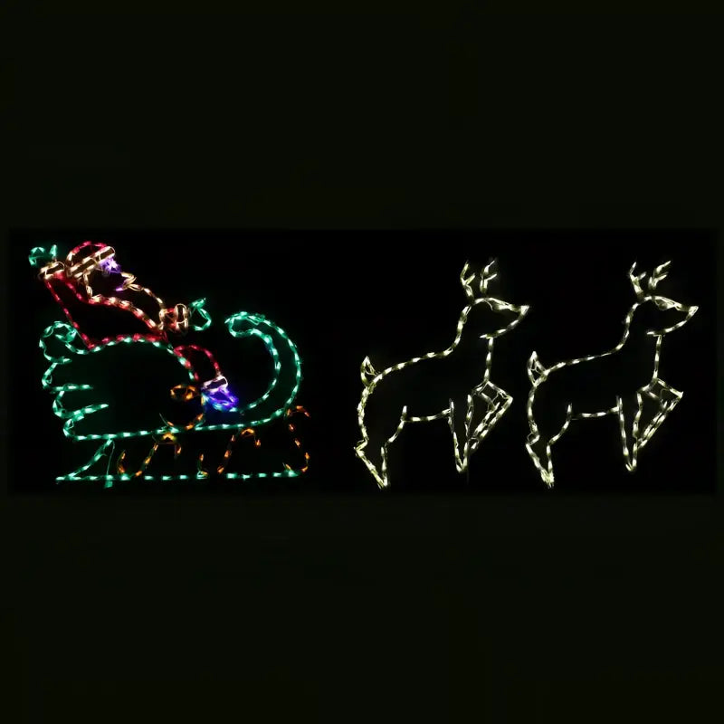 Santa in Sleigh with 2 Deer Medium - Wireframes Displays and Yard Art