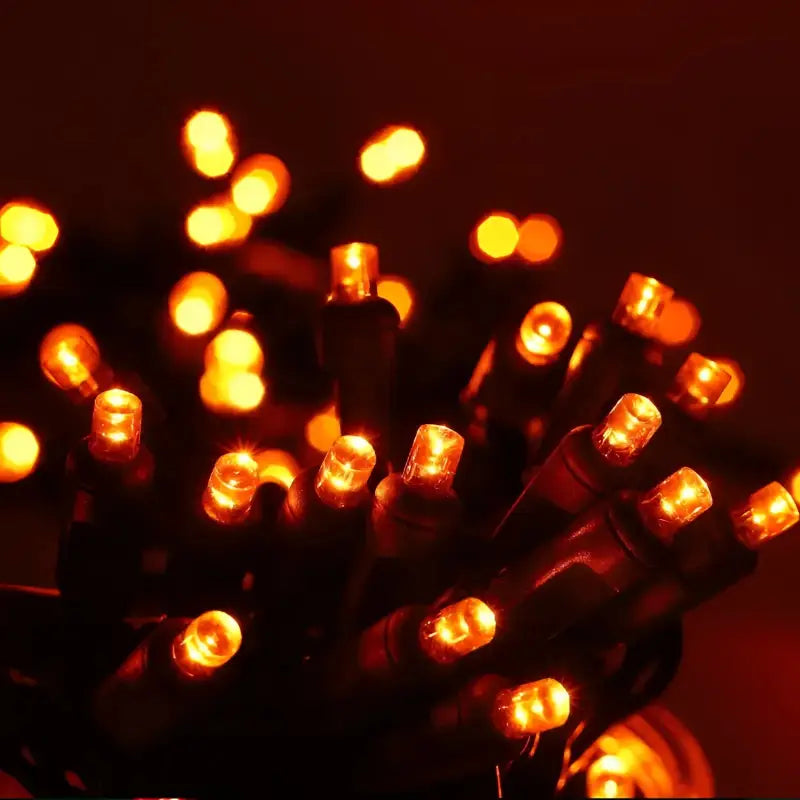 100 5mm Orange LED Christmas Lights 4’’ Spacing - Christmas Lights