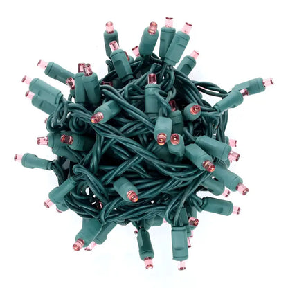 100 5mm Pink LED Christmas Lights 4’’ Spacing - Christmas Lights