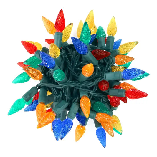 100 C6 Multicolor LED Christmas Lights 4’’ Spacing - Christmas Lights