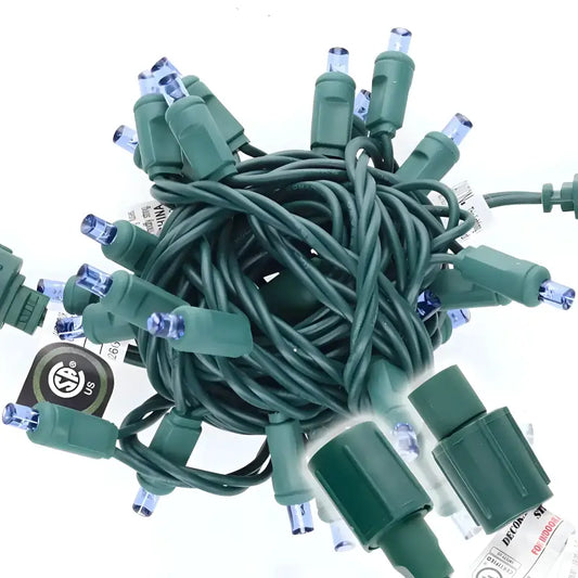 25 5mm Blue Commercial Co-Axial LED Christmas Lights 4’’ Spacing - Christmas Lights