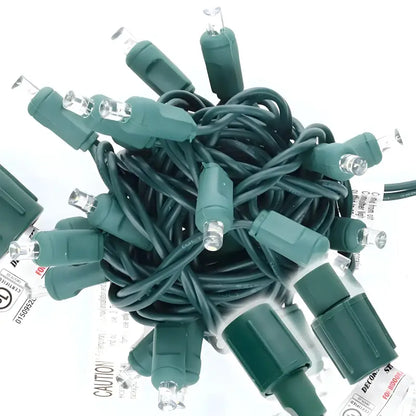 25 5mm Cool White Commercial Co-Axial LED Christmas Lights 4’’ Spacing - Christmas Lights