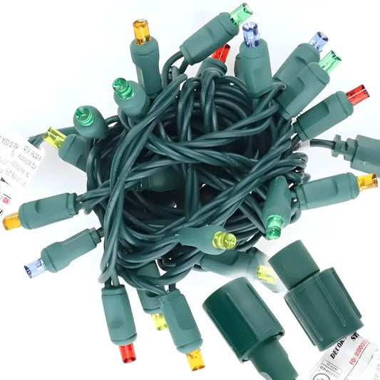 25 5mm Multicolor Commercial Co-Axial LED Christmas Lights 4’’ Spacing - Christmas Lights