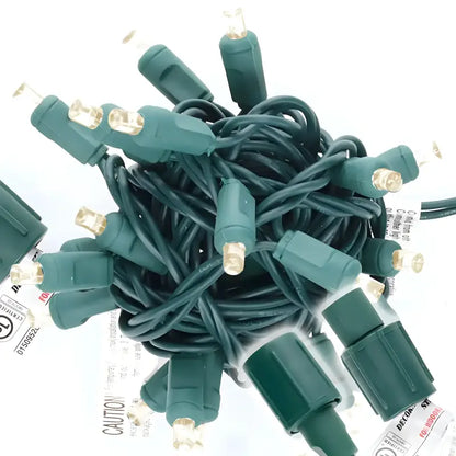 25 5mm Warm White Commercial Co-Axial LED Christmas Lights 4’’ Spacing - Christmas Lights