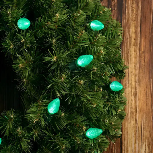 25 C7 Green LED Christmas Lights 8’’ Spacing - Christmas Lights