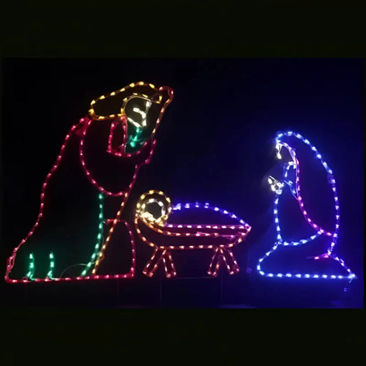 3 Piece Nativity Large with Colored Lights - Wireframes Displays and Yard Art