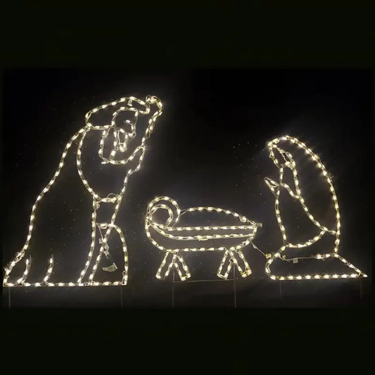 3 Piece Nativity Large with Warm White lights - Wireframes Displays and Yard Art