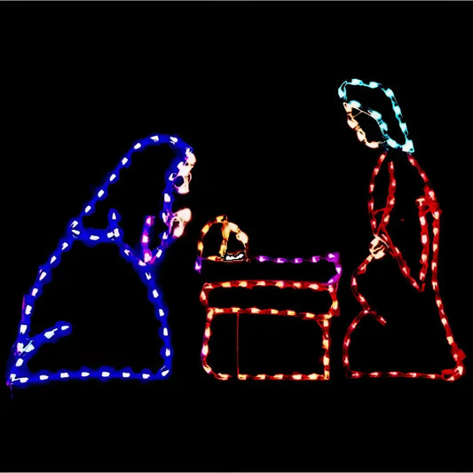 3 Piece Nativity Small Multicolor Lights - Wireframes Displays and Yard Art