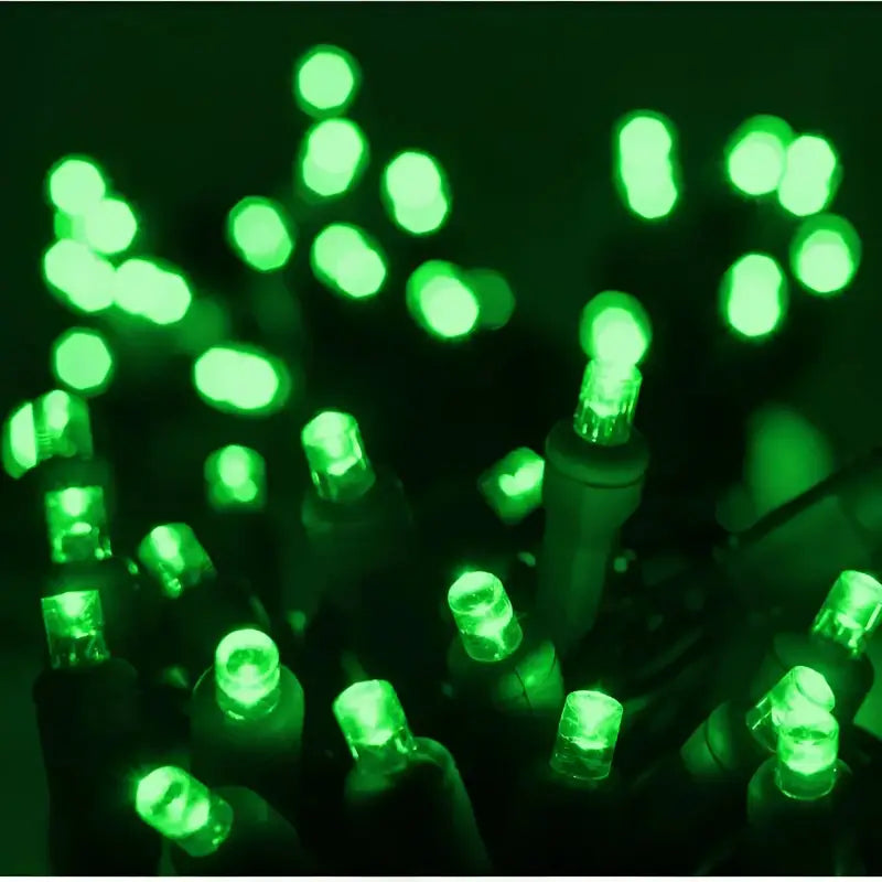 35 5mm Green LED Christmas Lights 4’’ Spacing - Christmas Lights