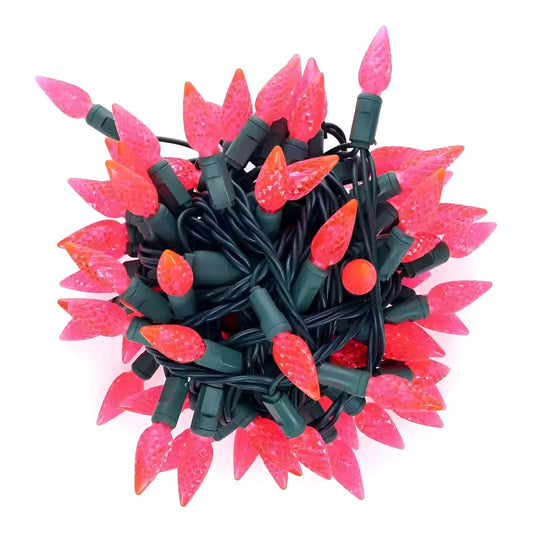 35 C6 Pink LED Christmas Lights 4’’ Spacing - Christmas Lights