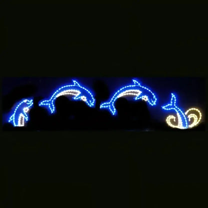 4 Piece Animated Jumping Dolphins - Wireframes Displays and Yard Art