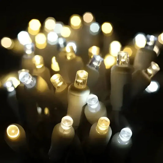 50 5mm ColorSplash Champagne Warm White Pure White Cool White LED Christmas Lights 6’’ Spacing White Wire - Christmas