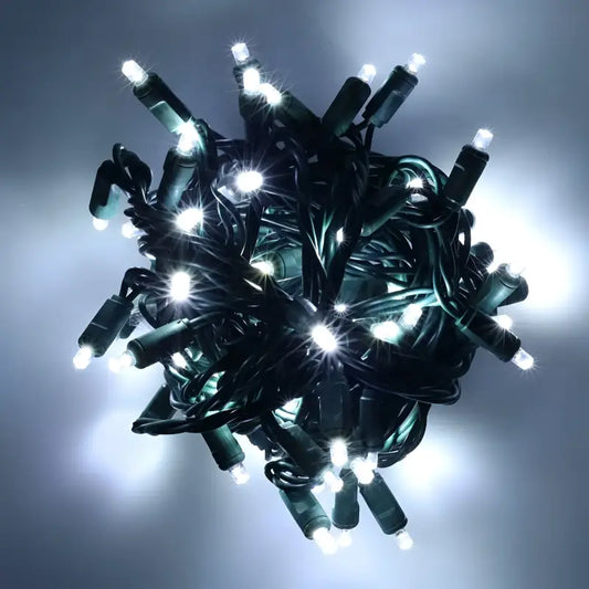 50 5mm Cool White SuperSpark LED Strobe Lights 6’’ Spacing - Christmas Lights