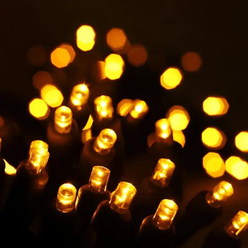 50 5mm Gold LED Christmas Lights 4’’ Spacing - Christmas Lights