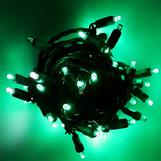 50 5mm Green Cool White Dazzle Strobing/Static LED Strobe Lights 6’’ Spacing - Christmas Lights