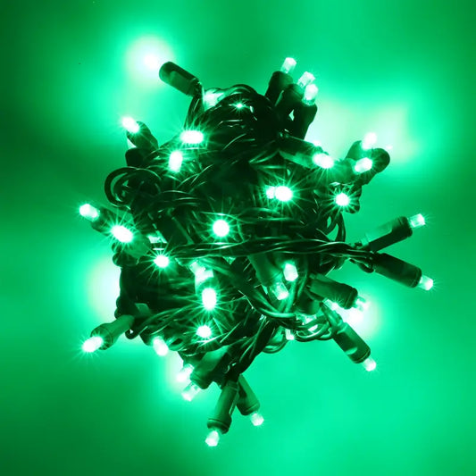 50 5mm Green QuadSpark Strobing/Static LED Strobe Lights 6’’ Spacing - Christmas Lights
