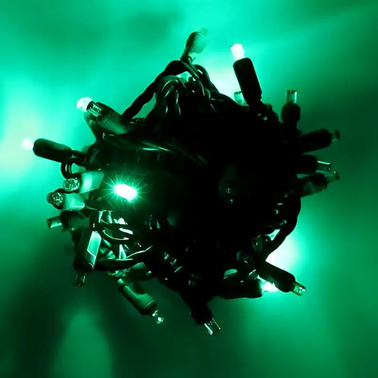 50 5mm Green SuperSpark LED Strobe Lights 6’’ Spacing - Christmas Lights