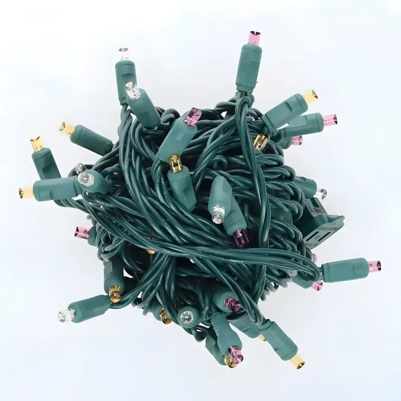 50 5mm Orange Purple Cool White SuperSpark LED Strobe Lights 6’’ Spacing - Christmas Lights