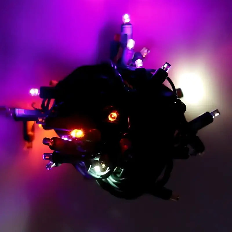 50 5mm Orange Purple Cool White SuperSpark LED Strobe Lights 6’’ Spacing - Christmas Lights