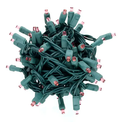 50 5mm Pink LED Christmas Lights 4’’ Spacing - Christmas Lights