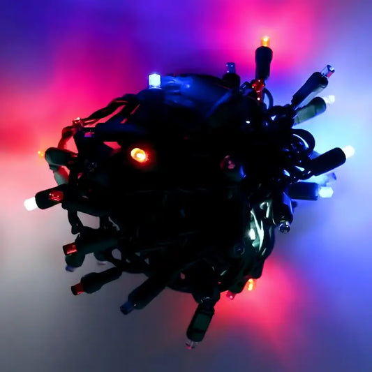 50 5mm Red Cool White Blue SuperSpark LED Strobe Lights 6’’ Spacing - Christmas Lights