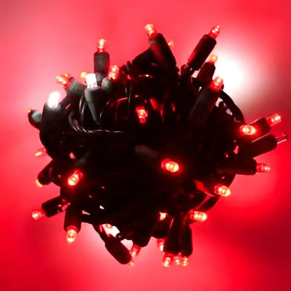 50 5mm Red Cool White Dazzle Strobing/Static LED Strobe Lights 6’’ Spacing - Christmas Lights