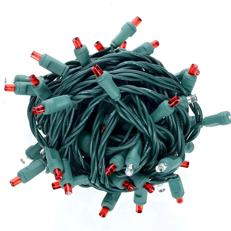 50 5mm Red Cool White Dazzle Strobing/Static LED Strobe Lights 6’’ Spacing - Christmas Lights