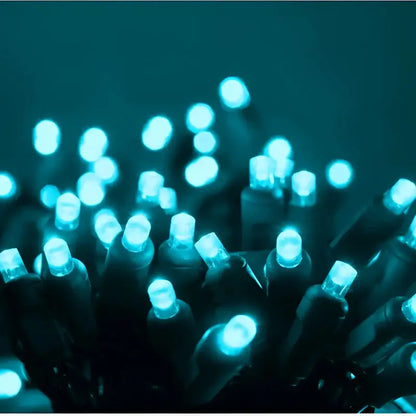 50 5mm Teal LED Christmas Lights 4’’ Spacing - Christmas Lights