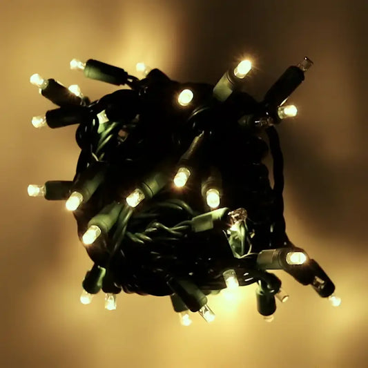 50 5mm Warm White QuadSpark Strobing/Static LED Strobe Lights 6’’ Spacing - Christmas Lights