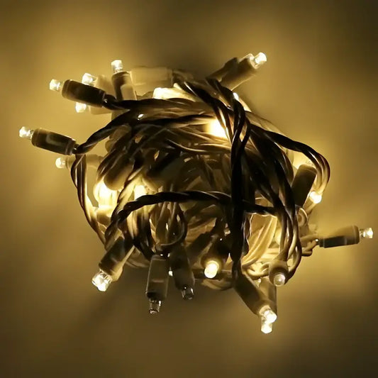 50 5mm Warm White QuadSpark Strobing/Static LED Strobe Lights 6’’ Spacing White Wire - Christmas Lights