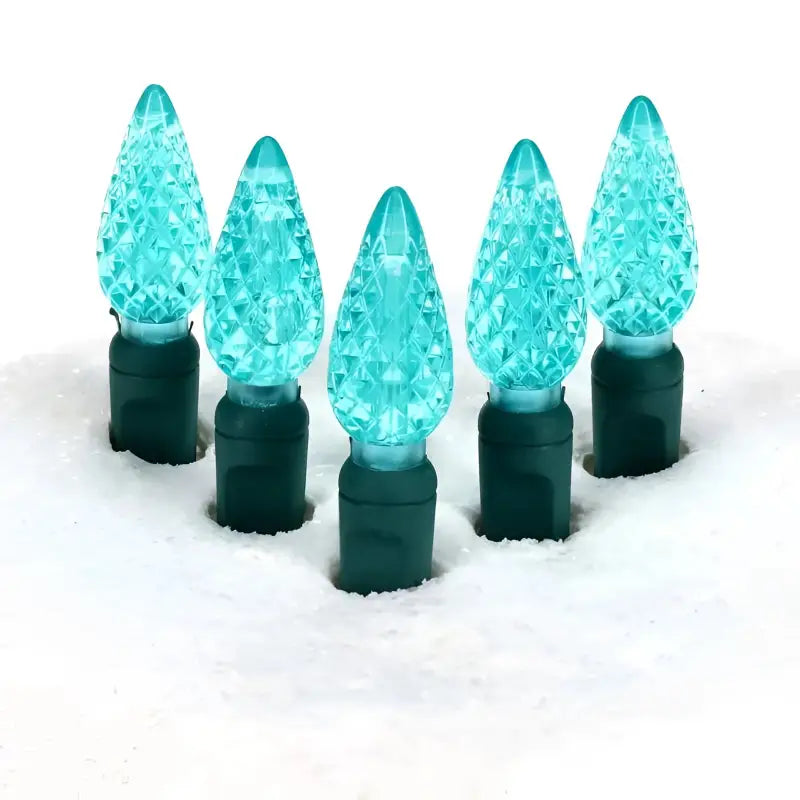 50 C6 Teal LED Christmas Lights 4’’ Spacing - Christmas Lights