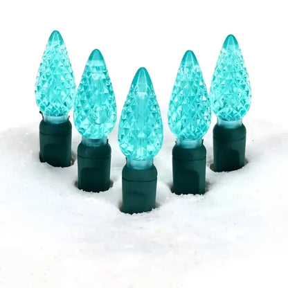 50 C6 Teal LED Christmas Lights 4’’ Spacing - Christmas Lights