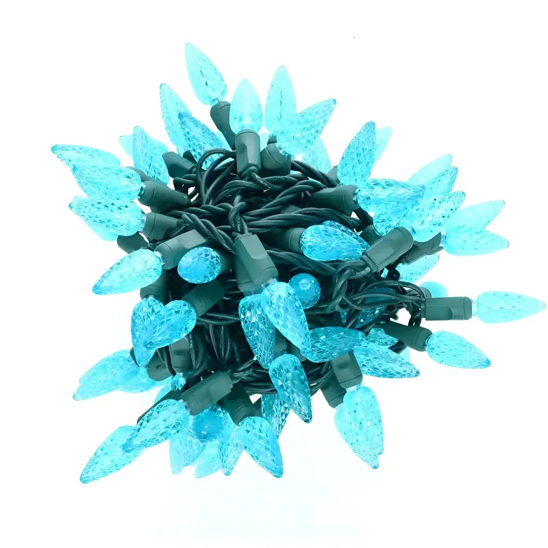 50 C6 Teal LED Christmas Lights 4’’ Spacing - Christmas Lights