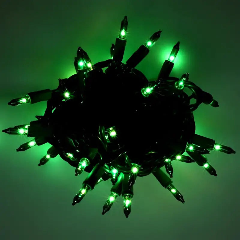 50 Green Incandescent Mini Lights Green Wire 6’’ Spacing [CLOSEOUT] - Christmas Lights