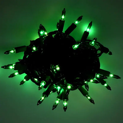 50 Green Incandescent Mini Lights Green Wire 6’’ Spacing [CLOSEOUT] - Christmas Lights