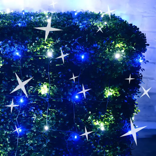 5mm 4’ x 6’ Blue Cool White DreamSpark Smooth Fade LED Net Lights - Christmas Lights