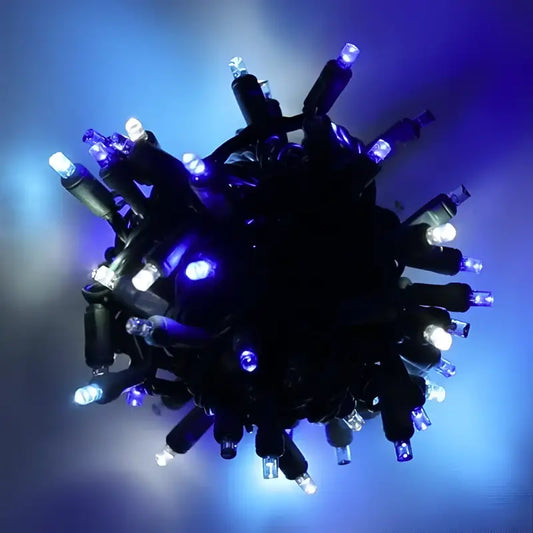 70 5mm Arctic Blue Cool White Teal DreamSpark Slow Fade LED Christmas Lights 4’’ Spacing - Christmas Lights