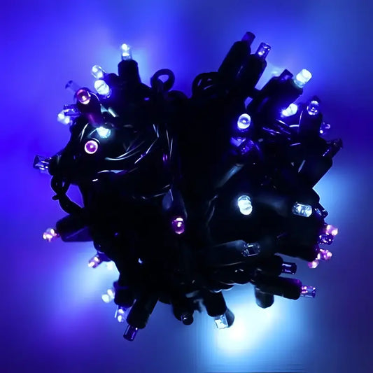 70 5mm ColorSplash Stardust Blue Purple Teal DreamSpark Slow Fade LED Christmas Lights 4’’ Spacing - Christmas Lights