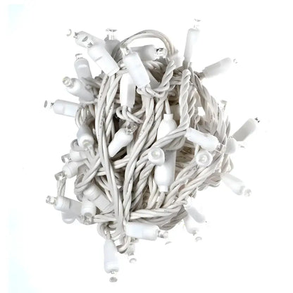 70 5mm Cool White LED Christmas Lights 4’’ Spacing White Wire - Christmas Lights