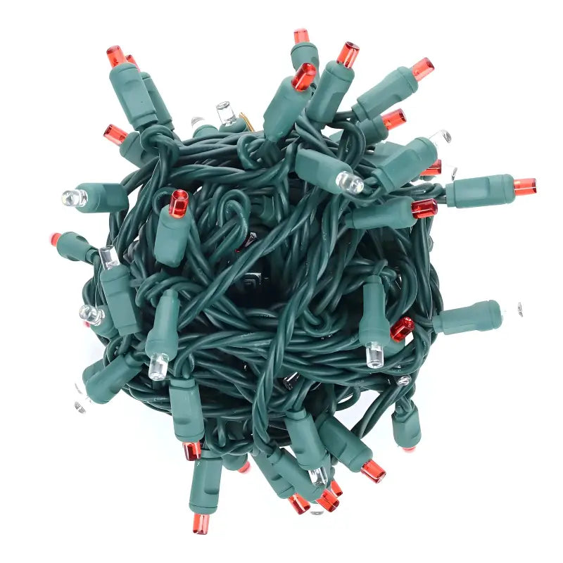 70 5mm Red Cool White LED Christmas Lights 4’’ Spacing - Christmas Lights