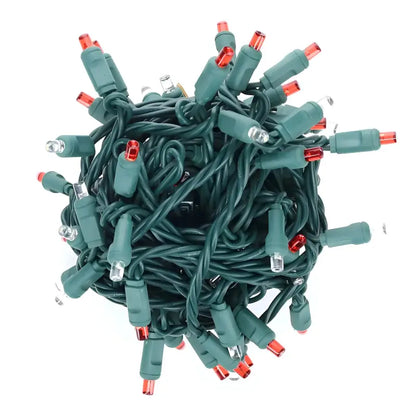 70 5mm Red Cool White LED Christmas Lights 4’’ Spacing - Christmas Lights