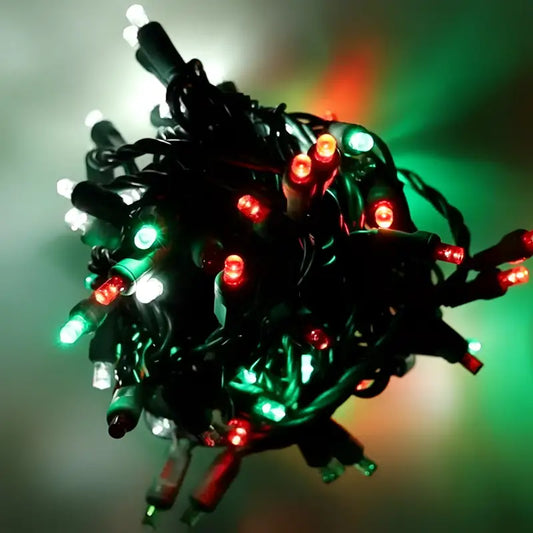70 5mm Red Green Cool White DreamSpark Slow Fade LED Christmas Lights 4’’ Spacing - Christmas Lights