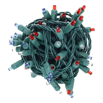 70 5mm Red White Blue LED Christmas Lights 4’’ Spacing - Christmas Lights