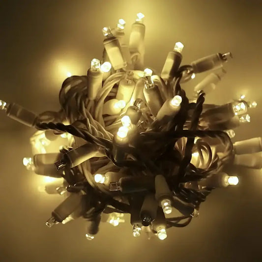 70 5mm Warm White DreamSpark Slow Fade LED Christmas Lights 4’’ Spacing White Wire - Christmas Lights