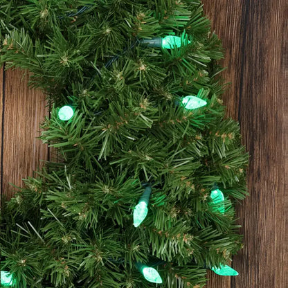 70 C6 Green LED Christmas Lights 4’’ Spacing - Christmas Lights
